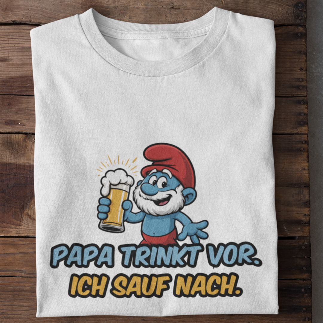 Papa Smurf drinks before
